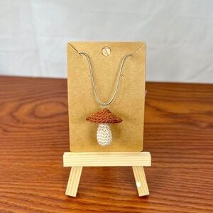 Brown Crochet Mushroom Necklace